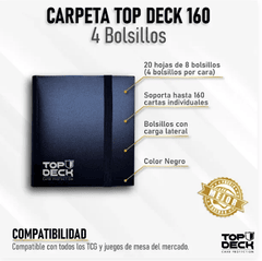 TOP DECK - Carpeta 160 - Negra - 4 bolsillos - 20 hojas